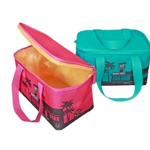 Trader Joe’s Mini Insulated Tote Bag - Teal, Magenta Set of 2 New
